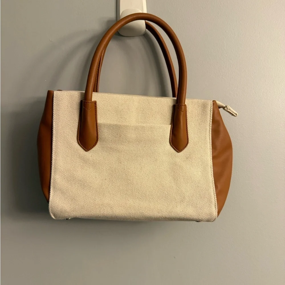 A New Day Canvas Satchel Crossbody – Natural/Tan